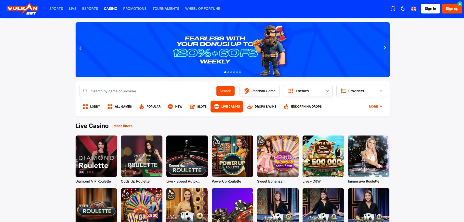 vulkan bet live kazino